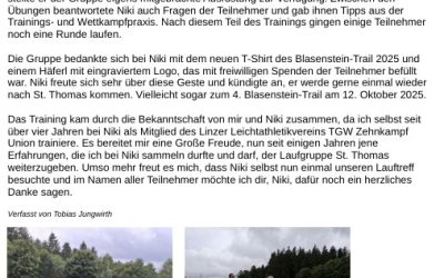 Lauftreff am 14.07.2025 mit Staatsmeister Niki Franzmair
